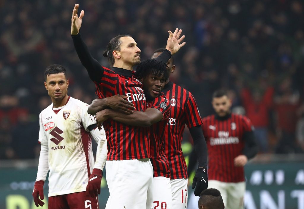 Zlatan Ibrahimovic celebra il gol con Kessie